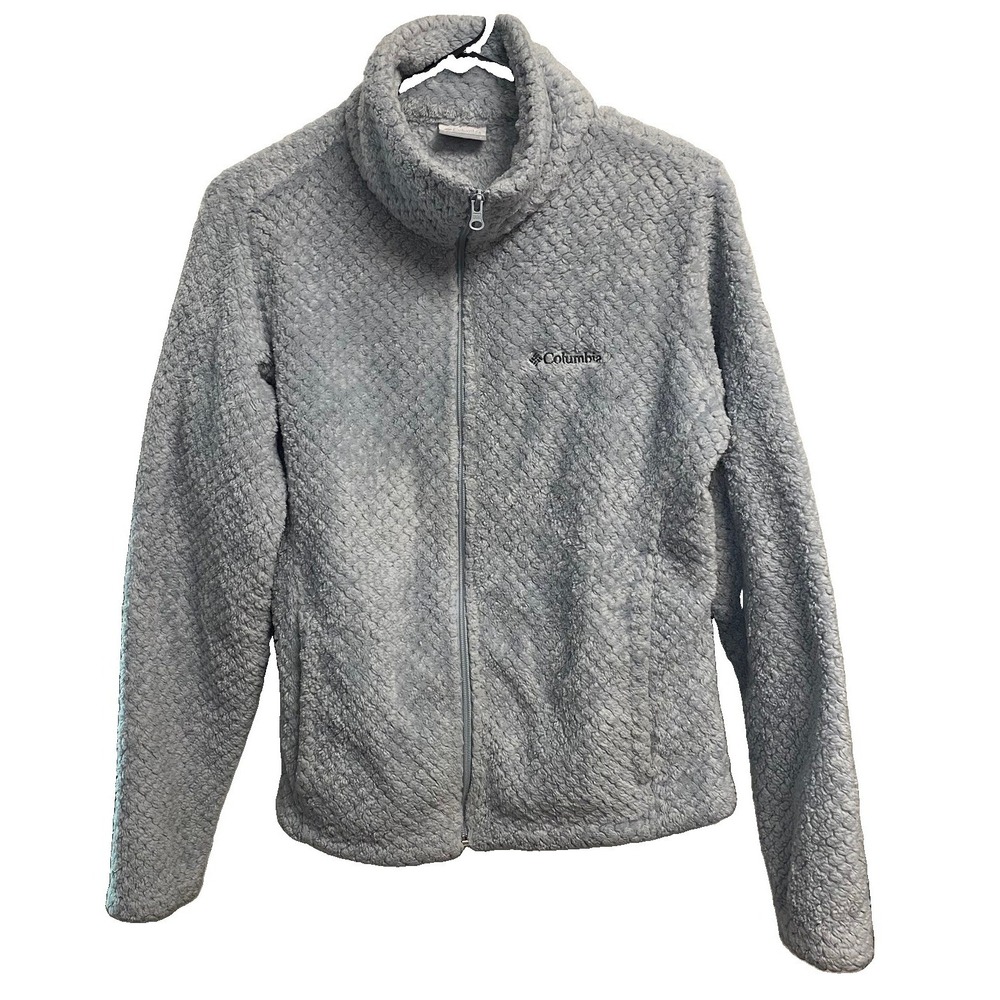 Columbia Women's Gray Beech Forest Full-Zip Coat Fleece Jacket Pockets L